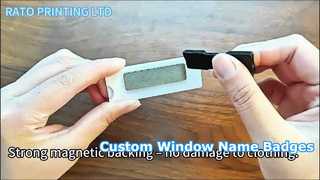 ป้ายชื่ออะคริลิคแบบกำหนดเองพร้อมหน้าต่าง | สำรองแม่เหล็ก | ป้ายชื่อที่กำหนดเอง