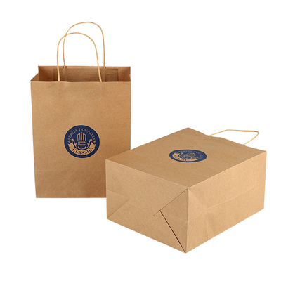ซื้อ ถุงร้านขายของชำกระดาษคราฟท์สีน้ำตาลแบบกำหนดเองจำนวนมากพร้อมที่จับบิดพิมพ์โลโก้ online manufacture