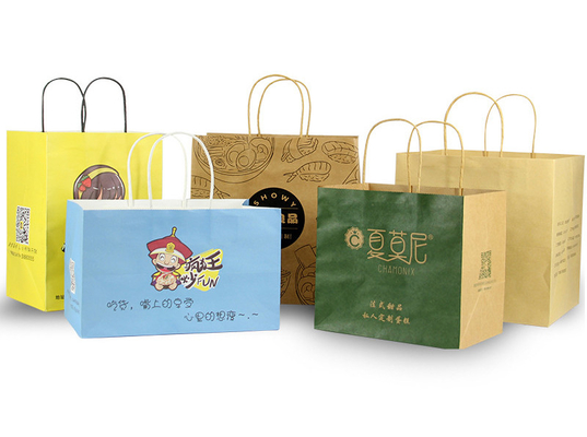 ซื้อ ขายส่งถุงกระดาษคราฟท์พิมพ์แบบกำหนดเอง Pacakging สำหรับส่งอาหาร Fctory online manufacture