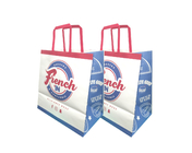 Custom Personalized Printed White Kraft Paper Carrier Bags With Flat Handles
