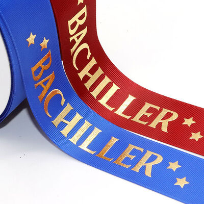 ซื้อ Custom Grosgrain Ribbon with Gold Foil Logo | Personalized Polyester Ribbon for Packaging การผลิตออนไลน์