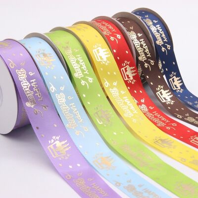 ซื้อ Custom Gold Foil Logo Satin Ribbon – Personalized Polyester Ribbon For Packaging & Gift Wrapping การผลิตออนไลน์