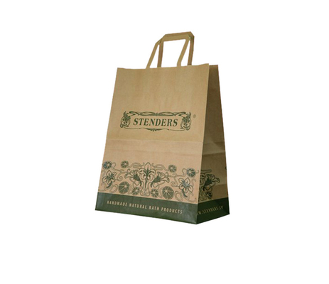 ซื้อ บรรจุภัณฑ์ถุงอาหารกลางวันกระดาษคราฟท์สีน้ำตาลพิมพ์พร้อมที่จับกระดาษแบน online manufacture