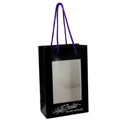 ซื้อ พิมพ์ถุงช้อปปิ้งกระดาษสีดำถุงบรรจุภัณฑ์หน้าต่างของขวัญพร้อมที่จับขายส่ง online manufacture