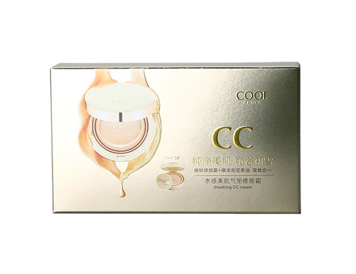 ราคาดี พิมพ์กล่องกระดาษสีทองหรูหราแบบกำหนดเองพร้อมโลโก้โรงงานนูนสำหรับ CC Cream ออนไลน์