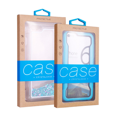 ราคาดี กล่องหน้าต่างกระดาษคราฟท์สีน้ำตาลบรรจุภัณฑ์พร้อมรูแขวนสำหรับเคสโทรศัพท์ ออนไลน์